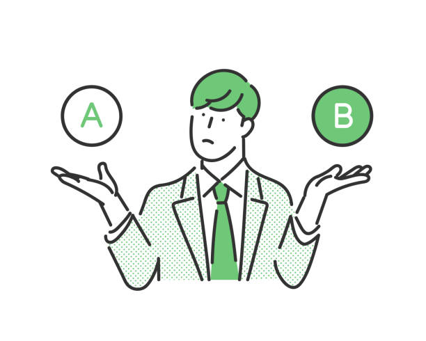Male businesspersons who think in terms of comparing A and B.