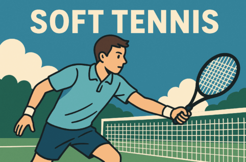 男性がソフトテニスをしているイラスト