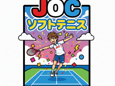男性がラケットをもって楽しそうにしているイラスト