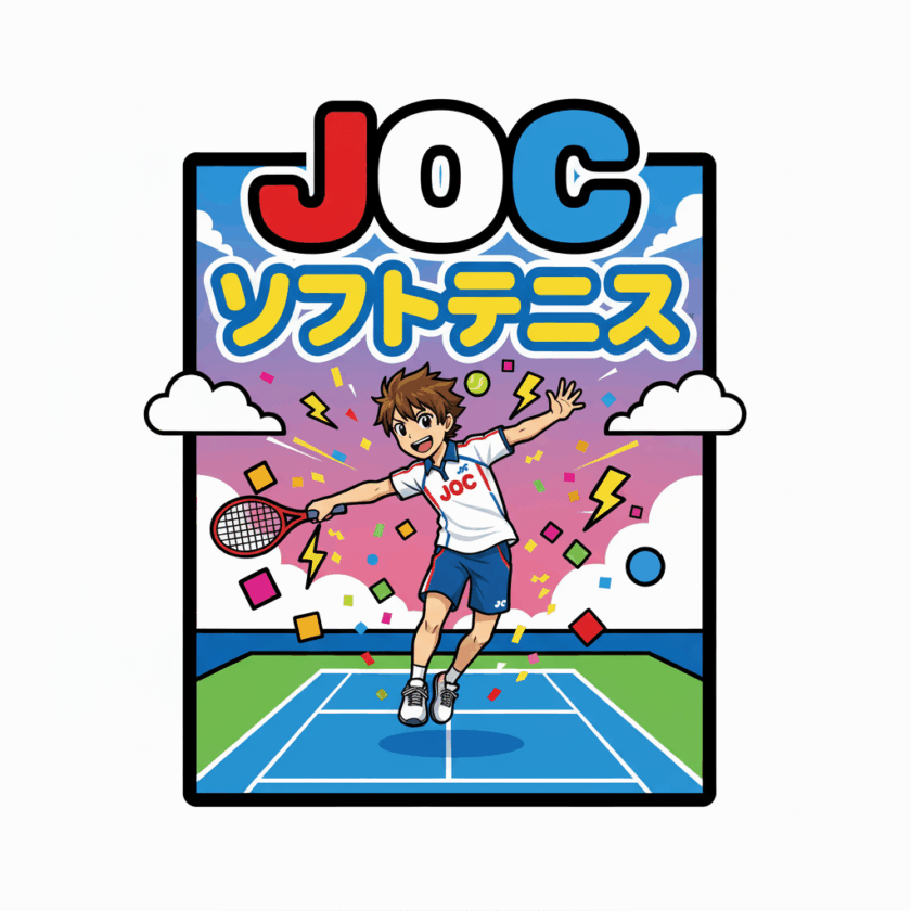 男性がラケットをもって楽しそうにしているイラスト