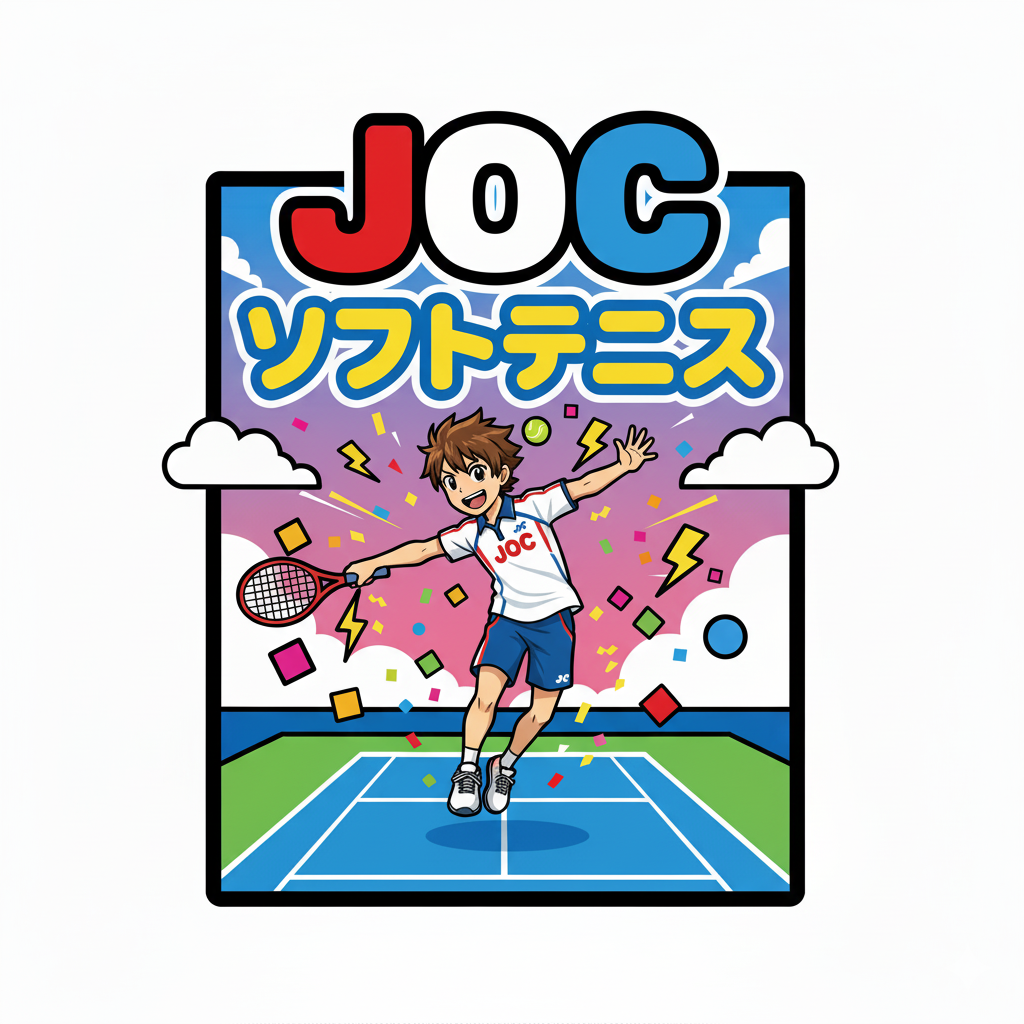 男性がラケットをもって楽しそうにしているイラスト