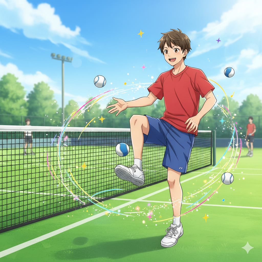 ソフトテニスボール遊びイラスト