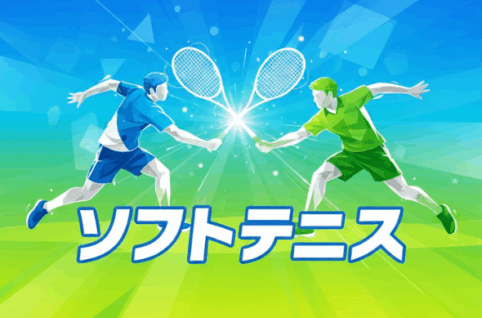 ソフトテニスと書かれたイラスト
