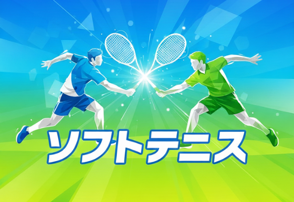 ソフトテニスと書かれたイラスト