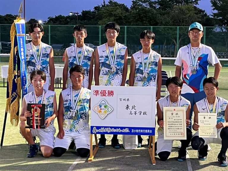 東北高校ソフトテニス部の表彰写真