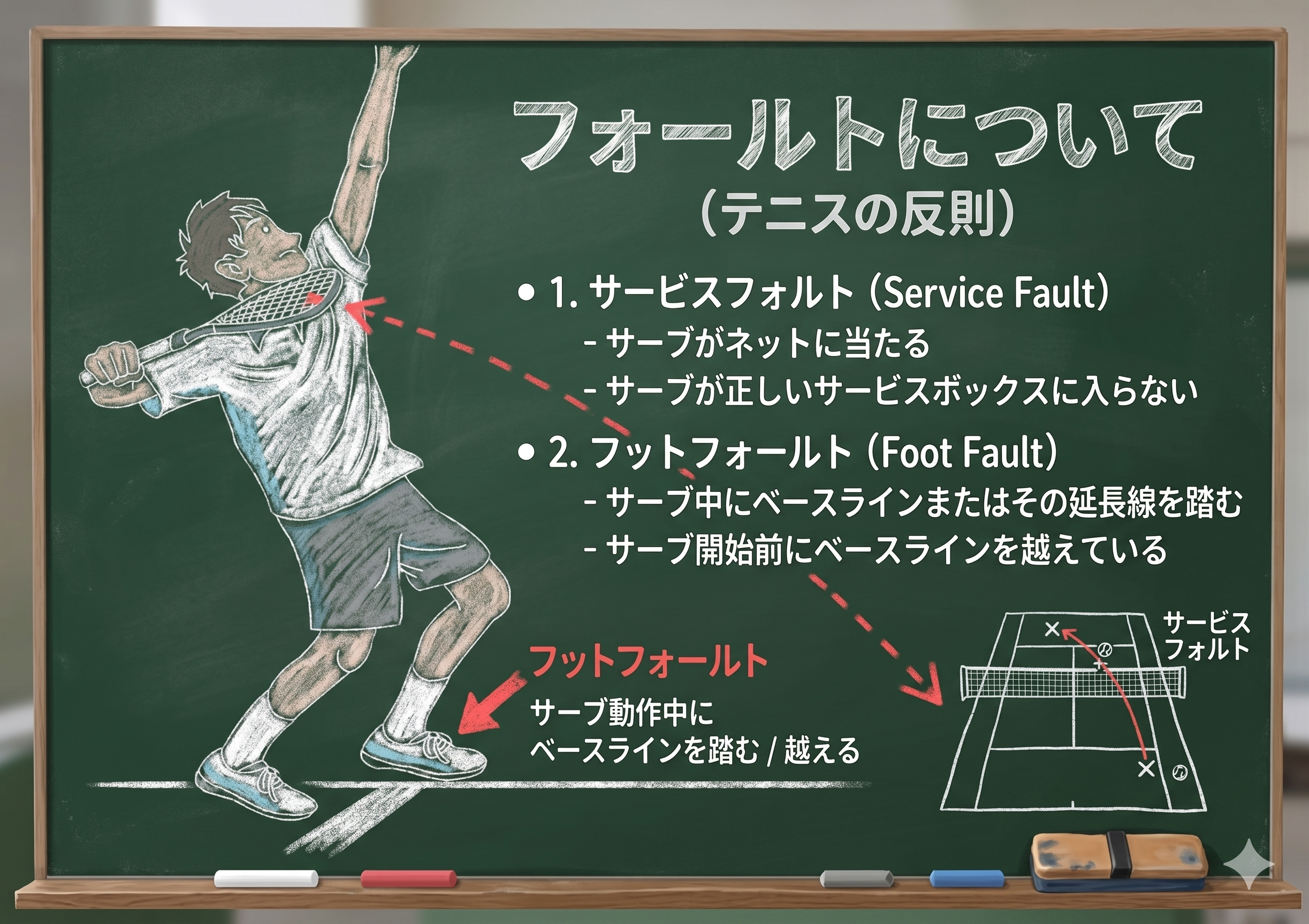 ソフトテニスのフォルト